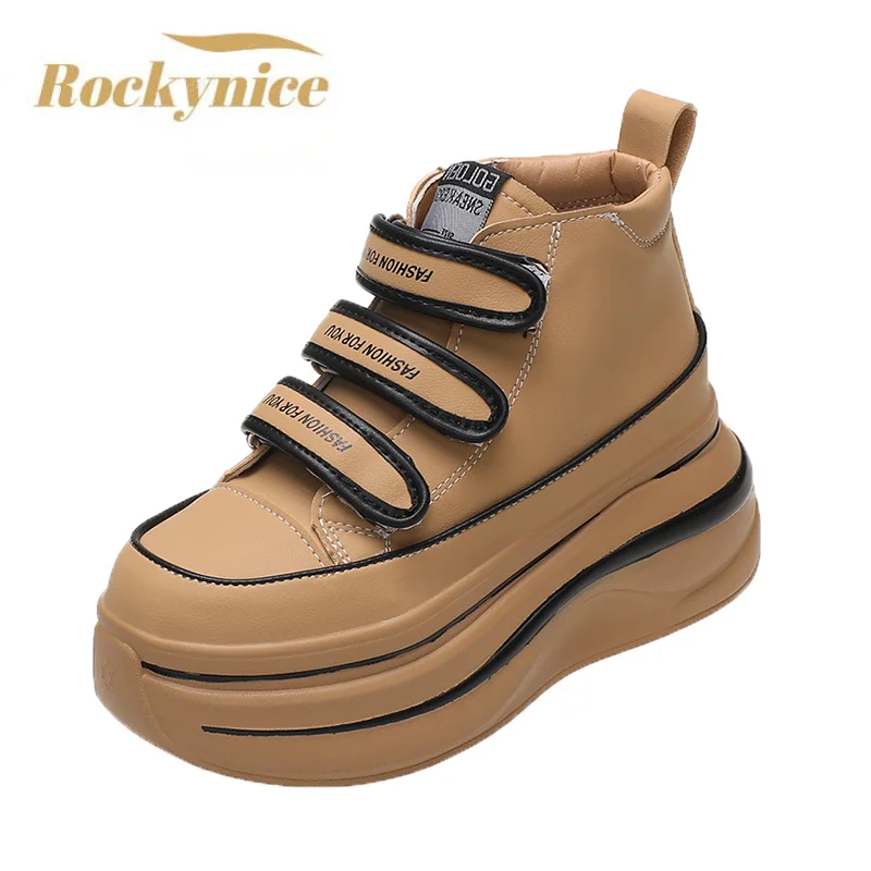 

Women Leather Sneakers Autumn Trainers Platform Shoes 7CM Hidden Heels Outdoor Sport Dad Shoes Fashion 2022 Chunky Casual Shoes