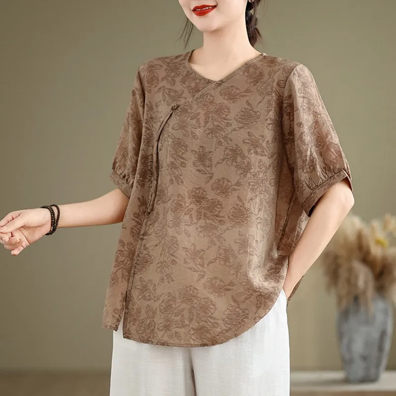 Женская Повседневная Блузка рубашка Новое поступление лета 2024 винтажный стиль