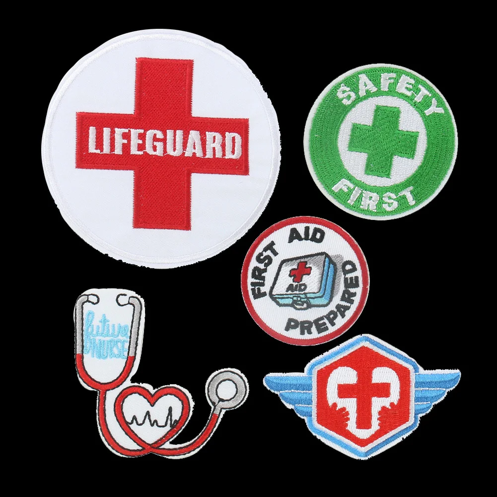 

Red Cross Rescue Flag Badge Logo Clothes Patch Adhesive Cloth Sticker Medical Clothing Applique Embroidery Patches