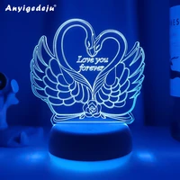 new swan i love you 3d night light with heart led touch switch colorful atmosphere for home decoration light table lamp bedside