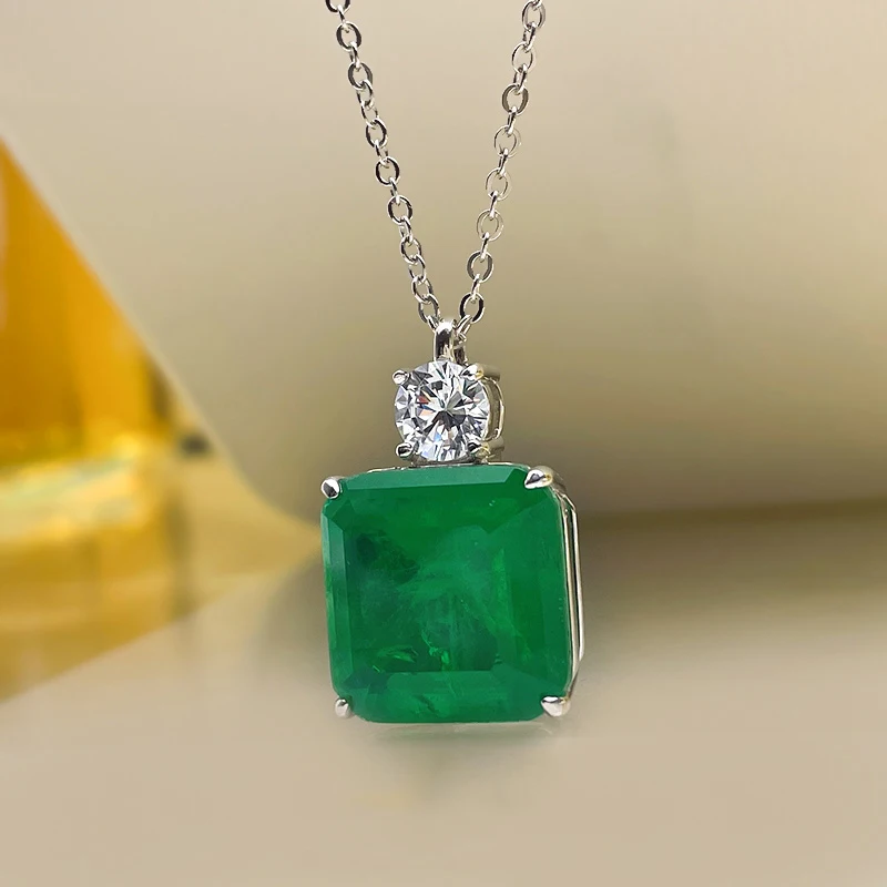 Ожерелье С Подвеской Из Стерлингового Серебра S925 Для Женщин Двойной Квадрат 15*15