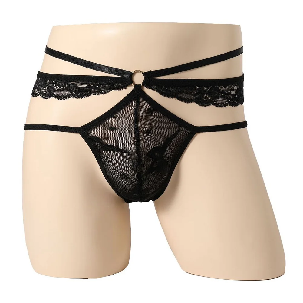 

Sexy Mens Transparent Briefs Sissy Panties Lace See-Through Pouch G-String Hollow Underwear T-Back Thong Panties Erotic Hombre