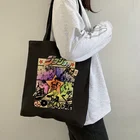 Сумка для покупок с рисунком манги Джоджо невероятные приключения, тоут в стиле Харадзюку, холщовая Женская сумочка на плечо, Экологичная женская сумка Ulzzang