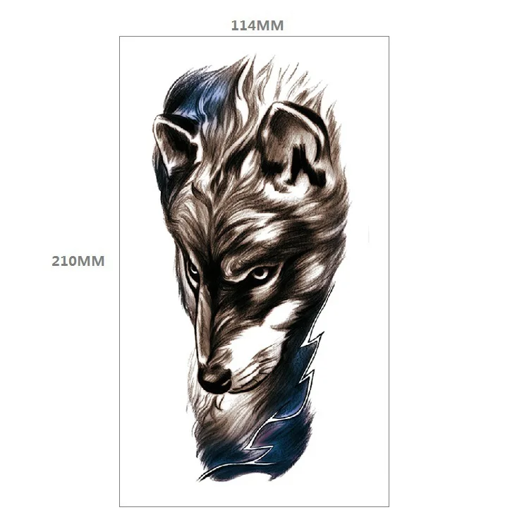 

Waterproof Temporary Tattoo Sticker Ferocious Animal Wolf Tattoos Men Women Fashion Body Art Half Arm Leg Fake Tatoo Decals