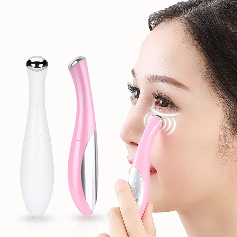 

1pc Mini Portable Electric Eye Massage Pen Device Dark Circle Facials Vibration Thin Face Magic Stick Anti Bag Pouch & Wrinkle