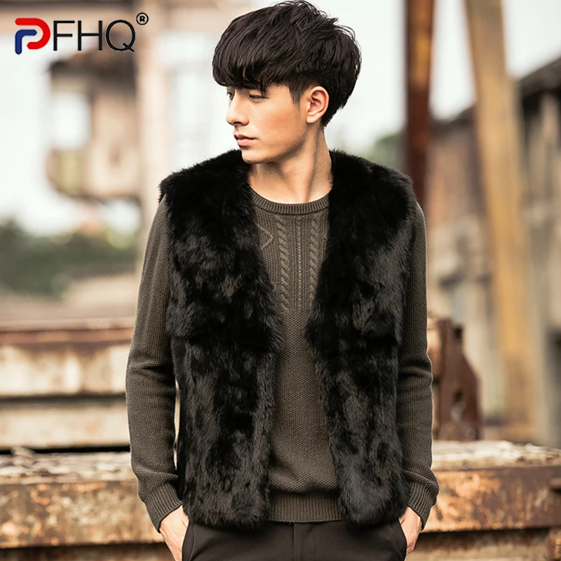

PFHQ Autumn Korean Men's Fur Chic Vest Warm Darkwear Personality Comfortable Versatile Delicacy Leisure V-neck Waistcoat 21Z1875