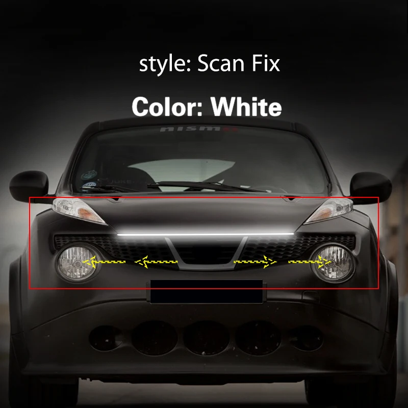 

Для Nissan Juke светодиодный автомобильный капот, дневные ходовые огни, автоматическое сканирование, запуск, течет, указатель поворота, тонкая полоса, лампа, Стайлинг 12 В