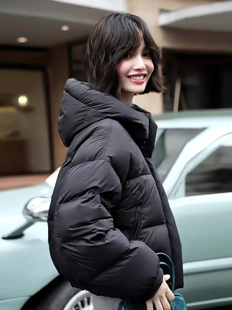 Маленький короткий пуховик 90 на белом утином пуху для женщин новинка зимы 2024