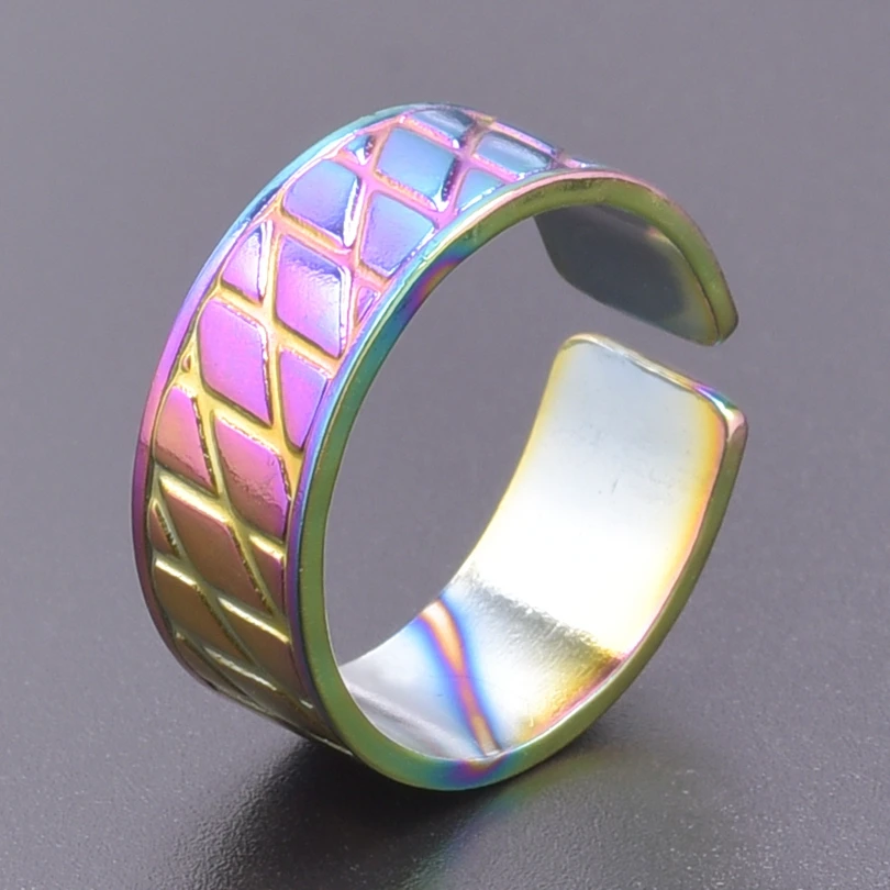 

Geometrics Rhombus Ring Open Adjustable Stainless Steel Rings For Women Men Punk Accessories Vintage Ring Anillos Mujer Party