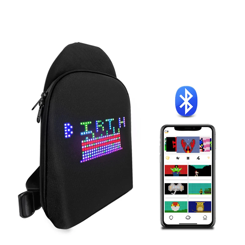 

Led Bag APP Control Smart Pixel LED Backpack For Women Men DIY Graffiti Dynamic LED Messenger Bag Chest Sling Bag Led Display