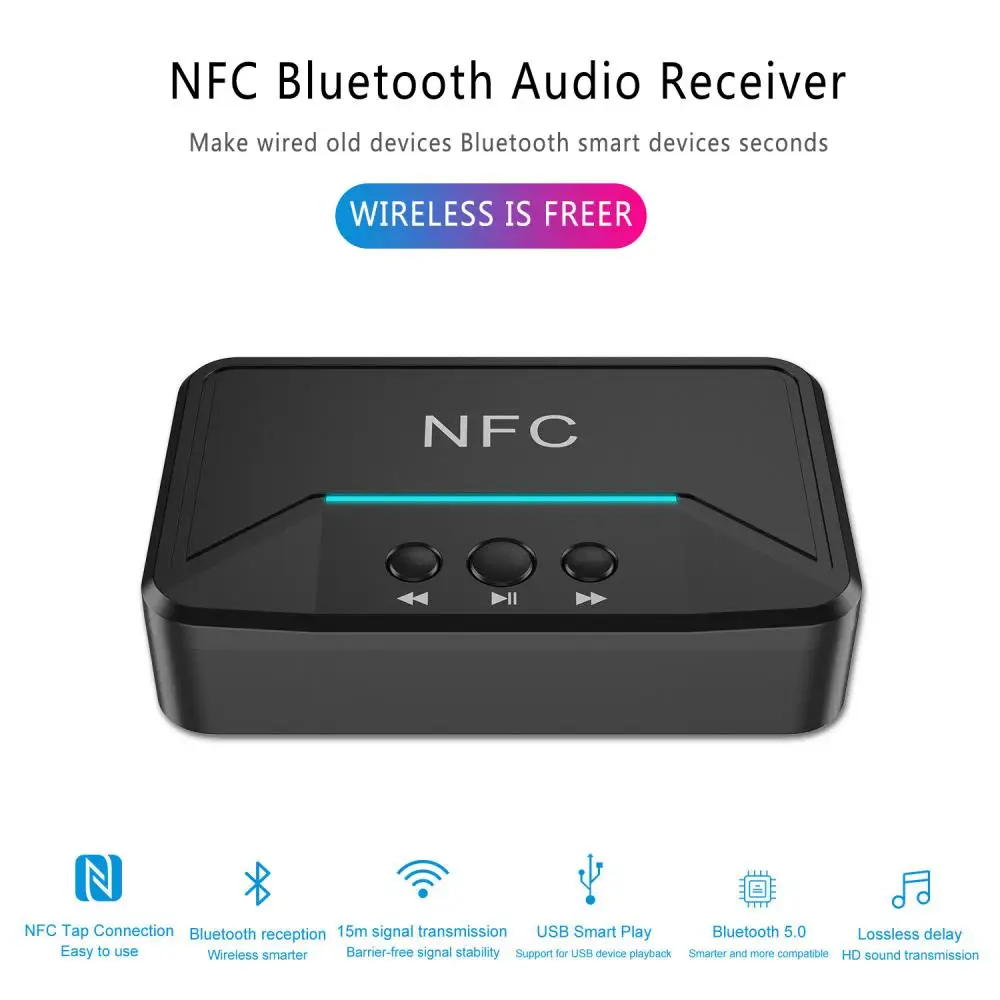 

BT200 5.0 Wireless Audio Receiver NFC 3.5Mm Aux RCA Jack Hi-Fi Wireless Adapter Suitable For Car Mp3 FM Audio Device