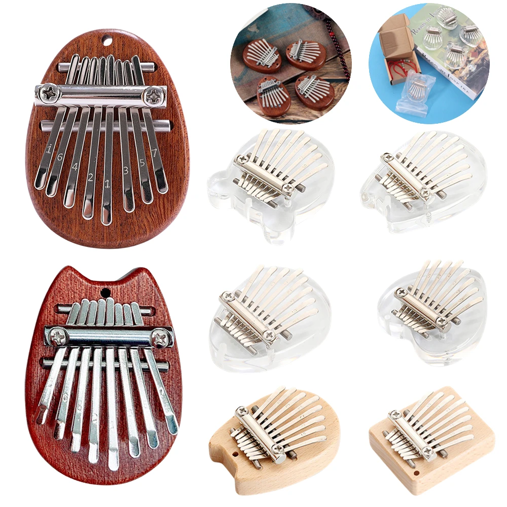 

Мини-пианино для большого пальца Kalimba, 8 клавиш, Деревянный/акриловый маленький переносной музыкальный инструмент, кулон, подарок для взросл...