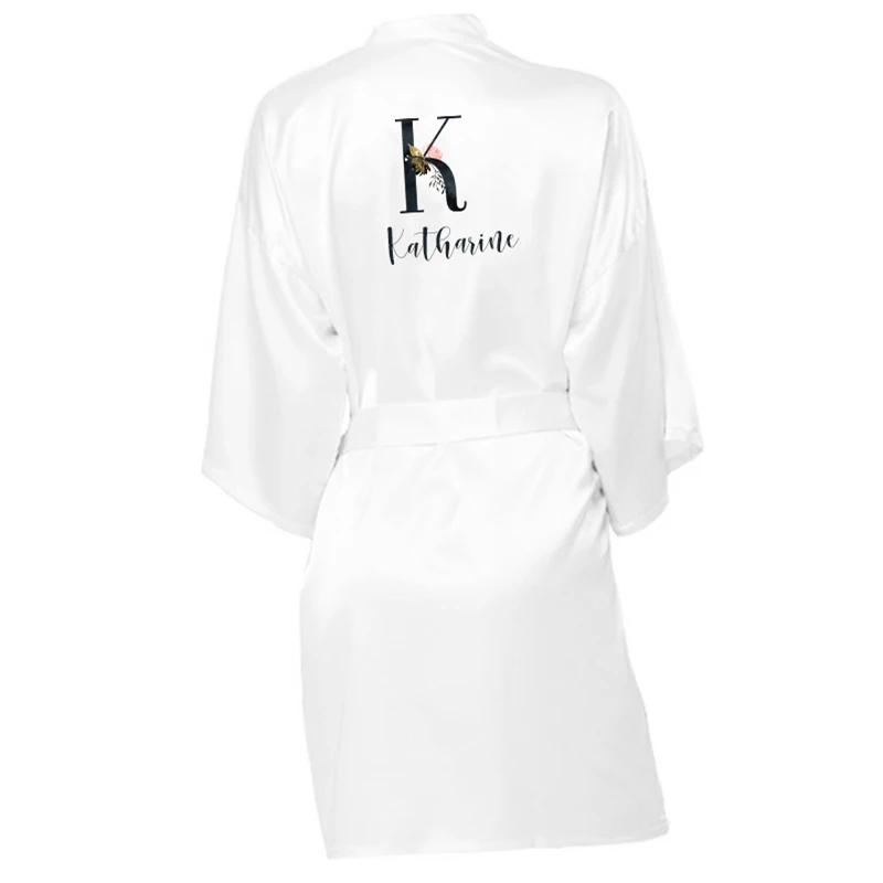 DIY Personalized Custom Name Wedding Bride Team Robes Flower Print  Bridal Party Robes Bridesmaid Robes gift