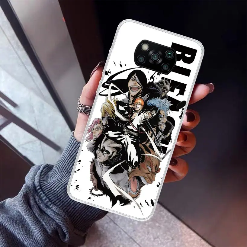Anime Bleach Ichigo Kenpachi Phone Case for Xiaomi Poco X6 X5 X4 X3 Nfc F6 F5 Pro F4 Gt F3 F2 F1 M5S M4 M3 5G Soft Cover Print F