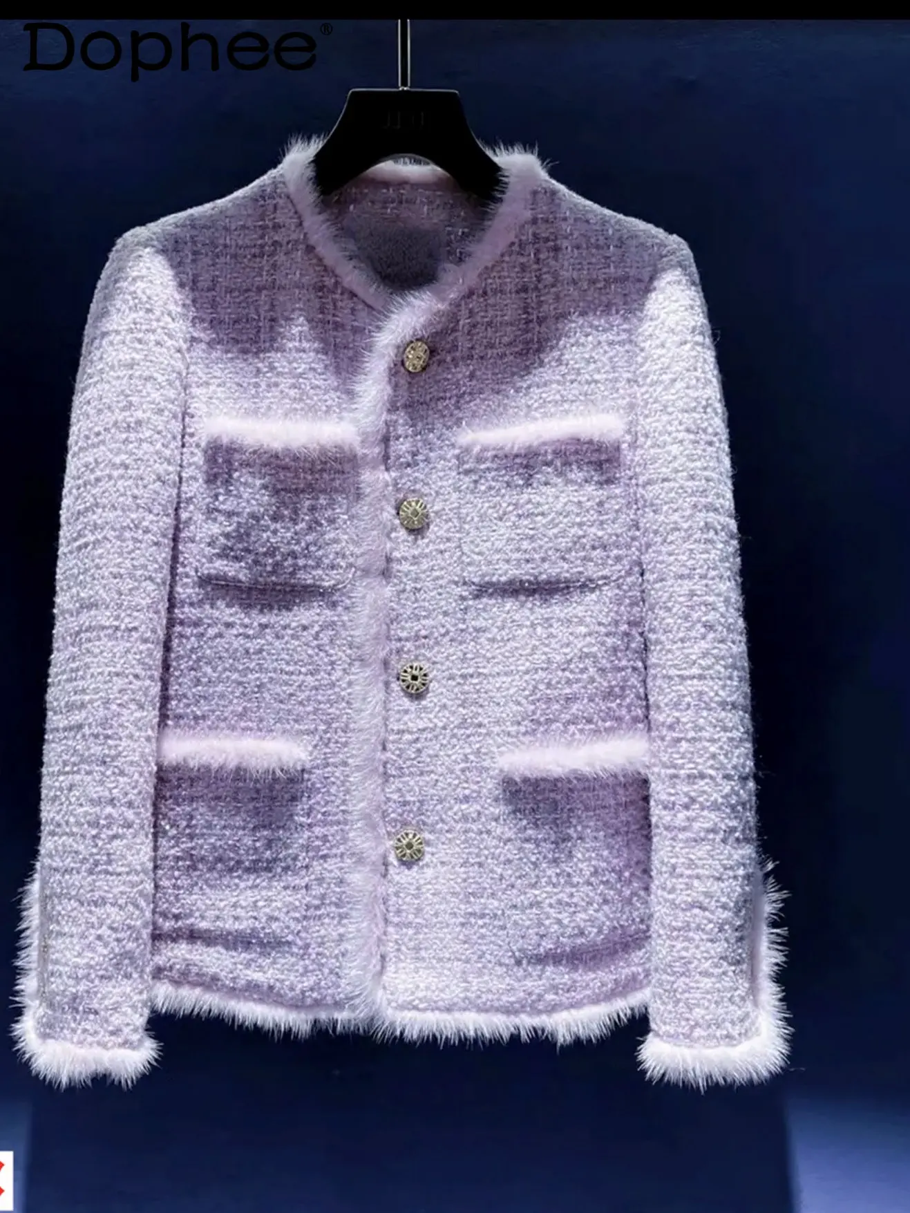 

Женское шерстяное пальто из плотного плетения, элегантная однобортная твидовая куртка в Социалистическом стиле, толстые свободные пуховые...