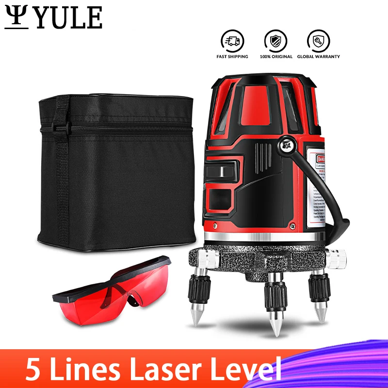 5 Lines Laser Level Self-Leveling 360 Degrees Rotary Professional Horizontal Vertical Cross Red Laser Leveler For Indoor Outdoor