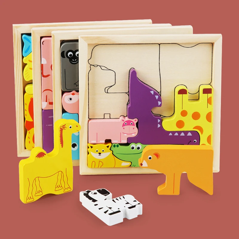 Геометрическая форма пазл раннее образование материал для детей Деревянный 3D