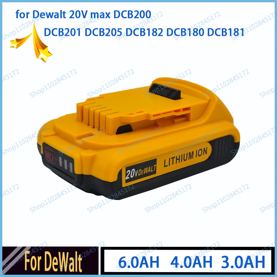 

Dewalt brand new DCB200 20V 3.0A/4.0AH/6.0AH replacement power tool battery is compatible with Dewalt 20V 18v and 18Volt tools