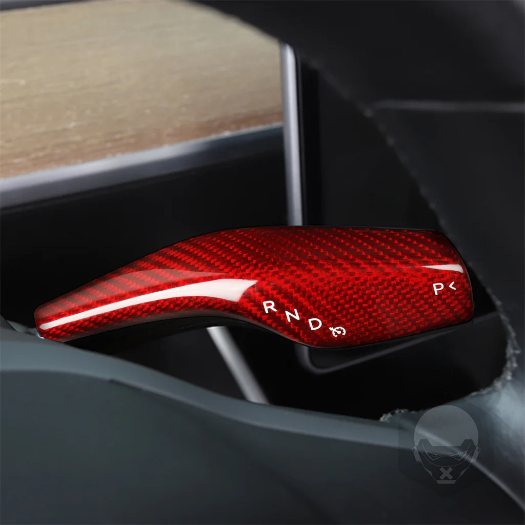 

Fit For Tesla Model 3 2019 Red Carbon Fiber Steering Wheel Shift Paddle Trim Accessories Wiper Shift Stickers