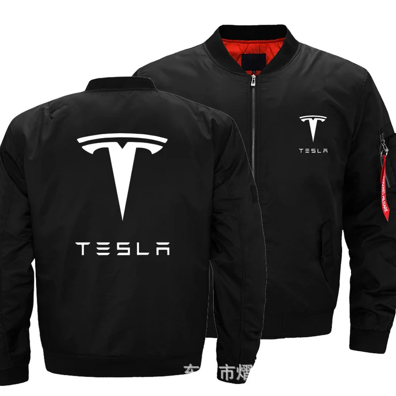 

New Autumn Winter Flight Jacket TESLA Logo Coat Mens Womens Warm Casual Zipper Baseball Jacket mens clothing Harajuku