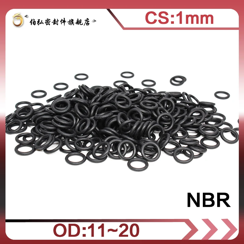 

50PCS/lot Nitrile Rubber O-Ring Black NBR Sealing CS1mm OD11/12/13/14/15/16/17/18/19/20mm O-Ring Seal Gasket Ring