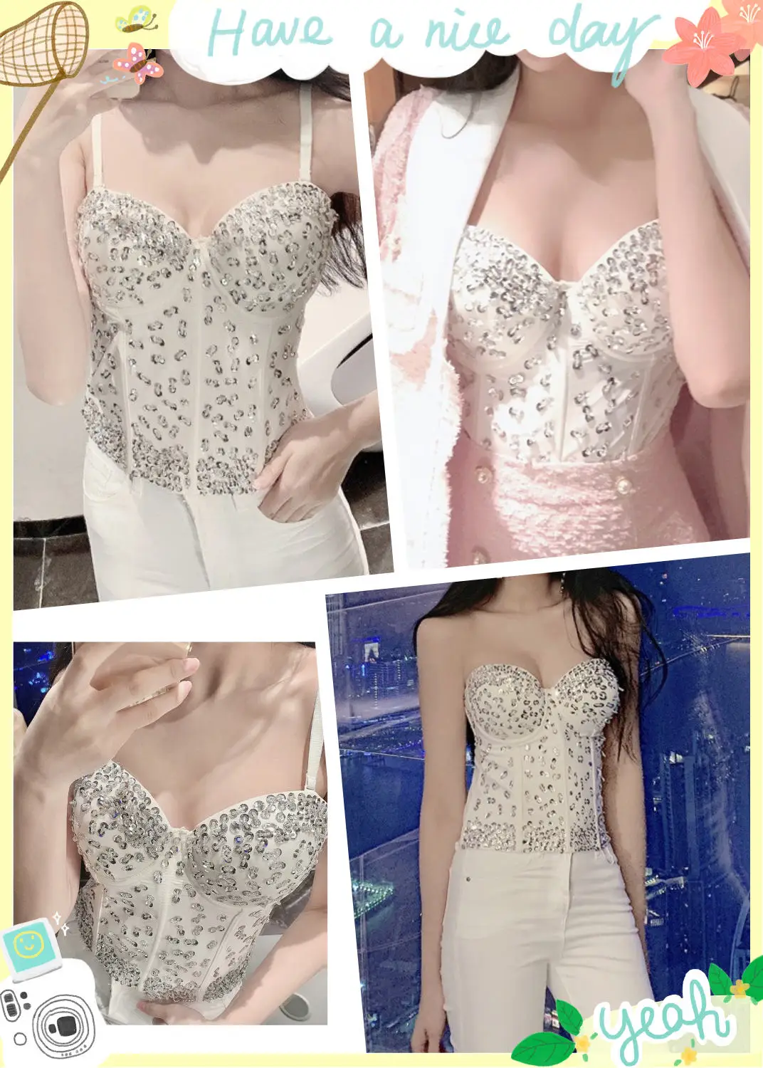 Sexy Push Up Bra Women Bras Diamond Sequined Underwear Ropa Mujer Bralette Woman Clothes Summer y2k Short Tops Ladies Corset