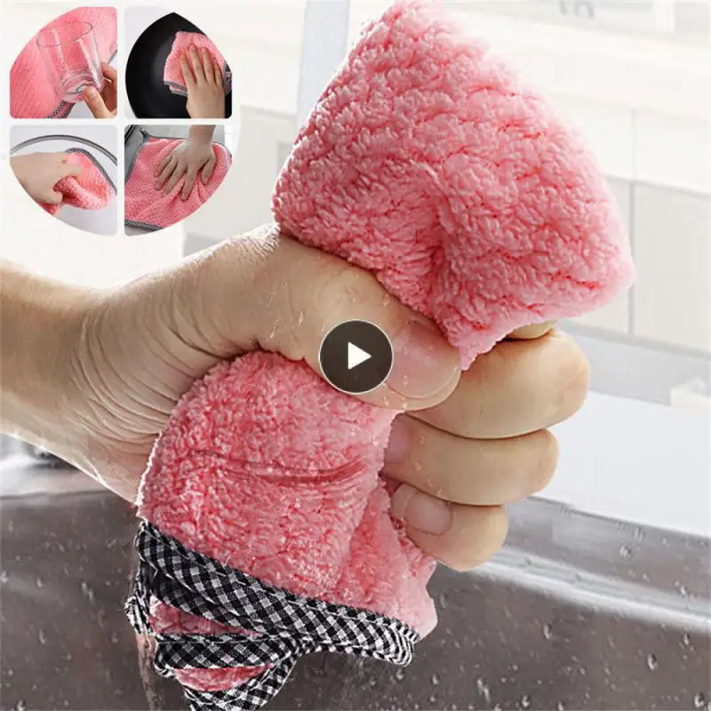 

Water Absorbing Kitchen Rag Non-existent Coral Fleece Rag Dish Cloth Non Viscous Thickening Dish Towels Rags Cleaning Tools