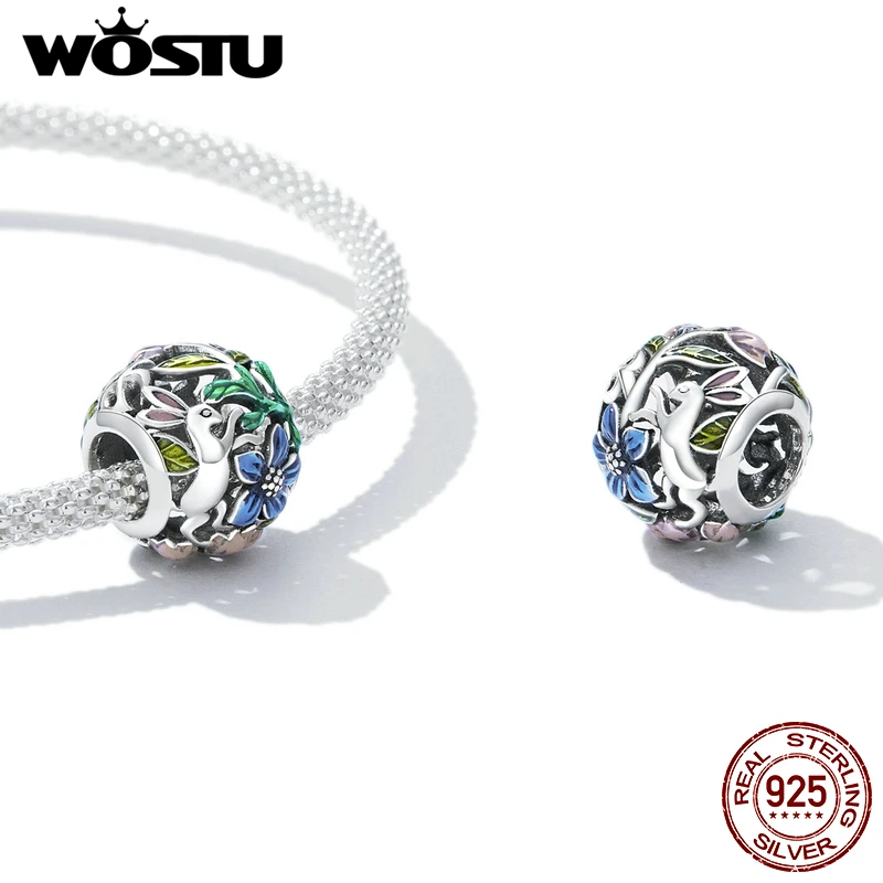 WOSTU Шарм из стерлингового серебра 925 пробы животные цветы джунгли секретный кулон