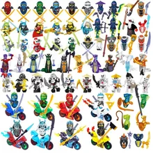 Mini Ninja Motorcycle Action Figures Building Blocks Skeleton Soldiers Snakes Warrior Samurai Anime Movie Dolls Bricks Kids Toys