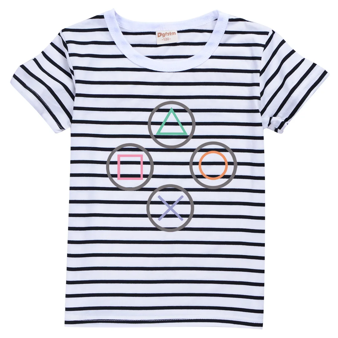 

Boys Girls Anime Cartoon Printing Short Sleeves O-neck Summer Casual Fashion T-shirt Kids Outdoor Wearing Striped Top Tee