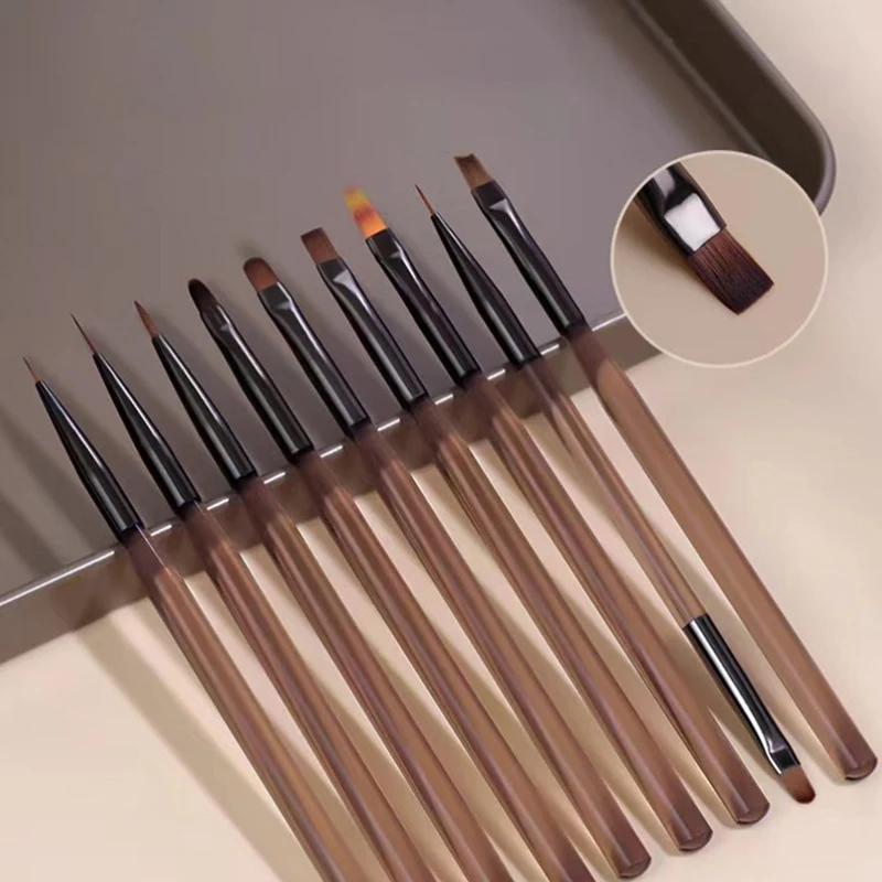 Прозрачная коричневая акриловая кисть для ногтей УФ-гель рисования