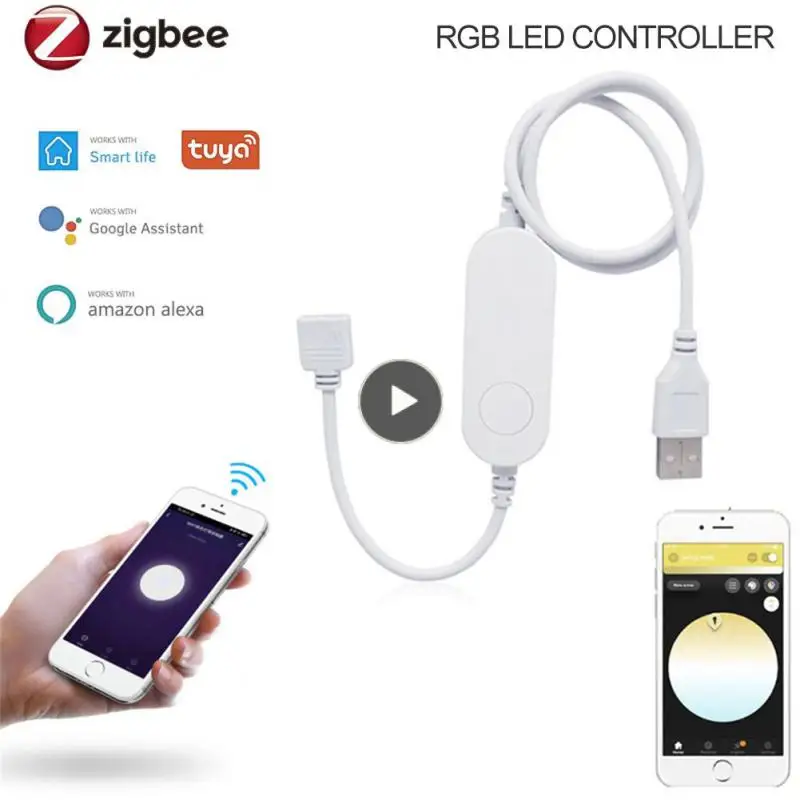 

App Control Rgb Lamp Controller Tuya Zigbee Voice Control Led Strip Controller Brightness Adjustment Rgb Led Controller Mini 96w