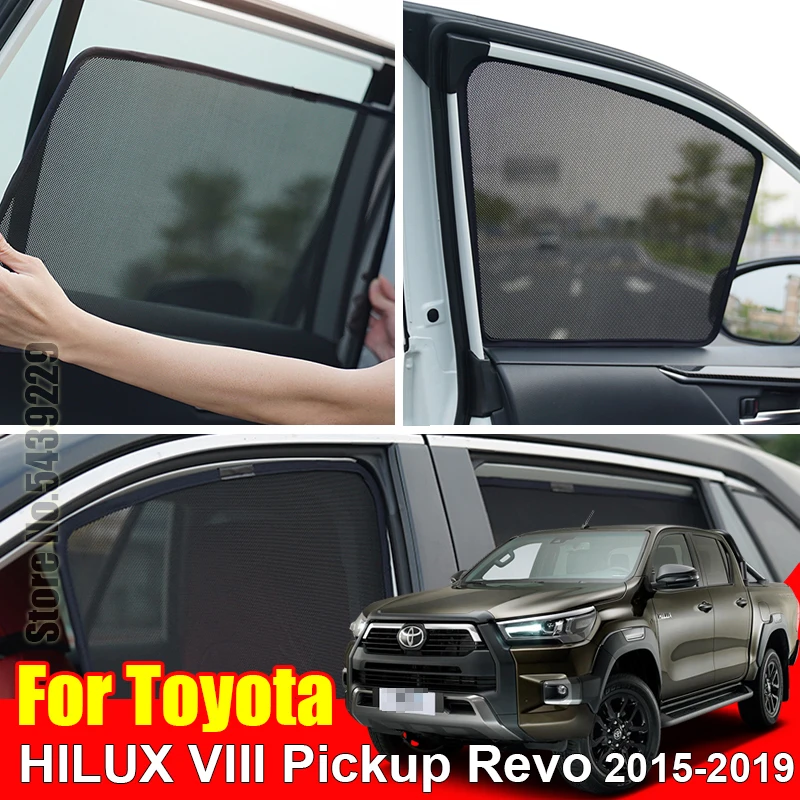 For Toyota HILUX VIII Pickup Revo 2015-2019 Car Sun Visor Accessori Window Cover SunShade Curtain Mesh Shade Blind Custom Fit