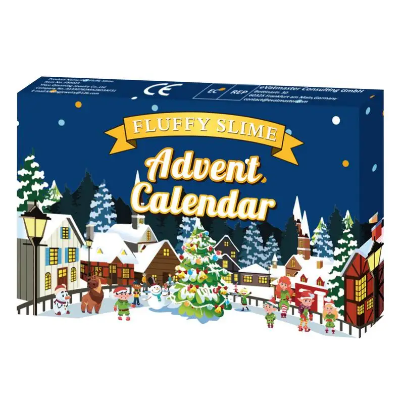 

Рождественский календарь обратного отсчета, Подарочная коробка, 24 шт., пушистый слайм, сжимаемые игрушки, набор, календарь, сюрприз, конфеты на Рождество для девочек