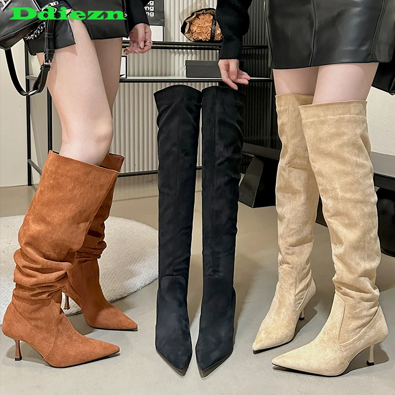 

Long Western Boots For Autumn Ladies Heels 2023 Over-the-Knee Female Shoes Footwear Women Pumps Pointed Toe Modern Boots