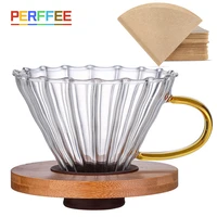 v60 coffee dripper hand drip reusable coffee filter with wooden holder pour over brewing cup glass funnel v01 v02 1 4cups