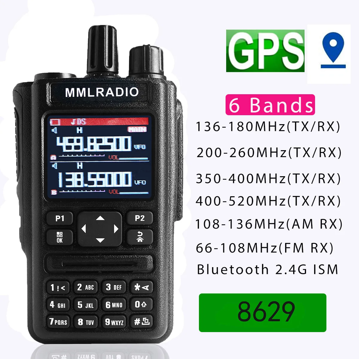 FRS PMR446 VOX Uhf Vhf Long Range GPS 6 Bands 256CH Two Way Cb Radio Air Band Police Scanner Aviation marine FM Walkie Talkie