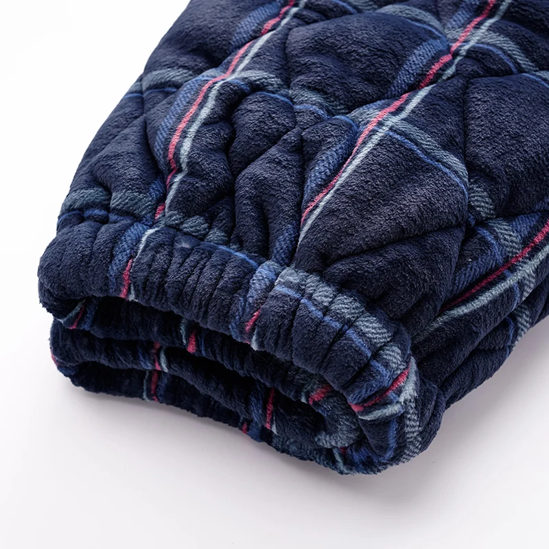 Мужские брюки размера плюс L-4XL 3-слойные хлопковые в клетку с зажимом