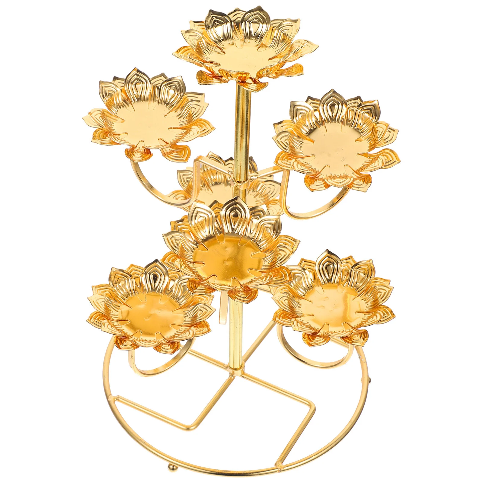 

Table Tray Ghee Lamp Holder Stand Gift 15X24.5CM Lotus Rack Metal Candlestick Creative Golden Stainless Steel