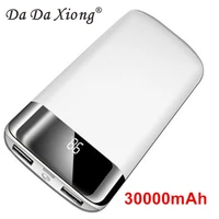 30000mah power bank external battery poverbank 2 usb led powerbank portable mobile phone charger for xiaomi iphone 12 13 samsung
