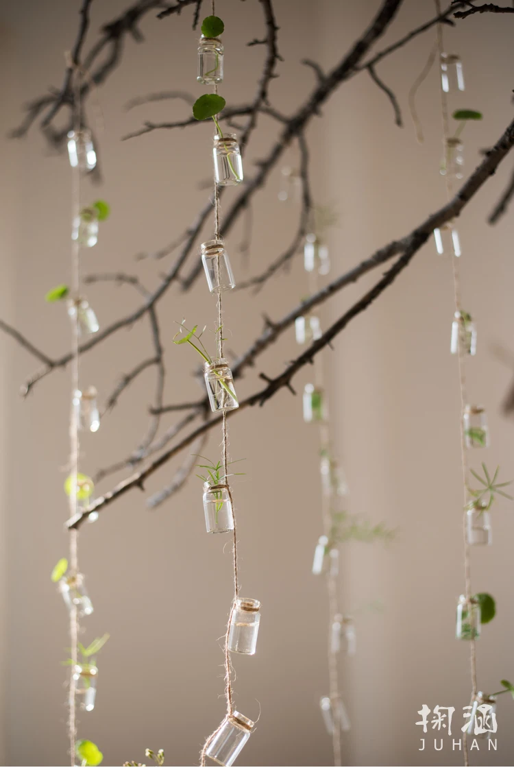 

3 Strings Glass Bottle Wind Chimes Decoration Pendant Charm Curtain Plant Flower Ornament