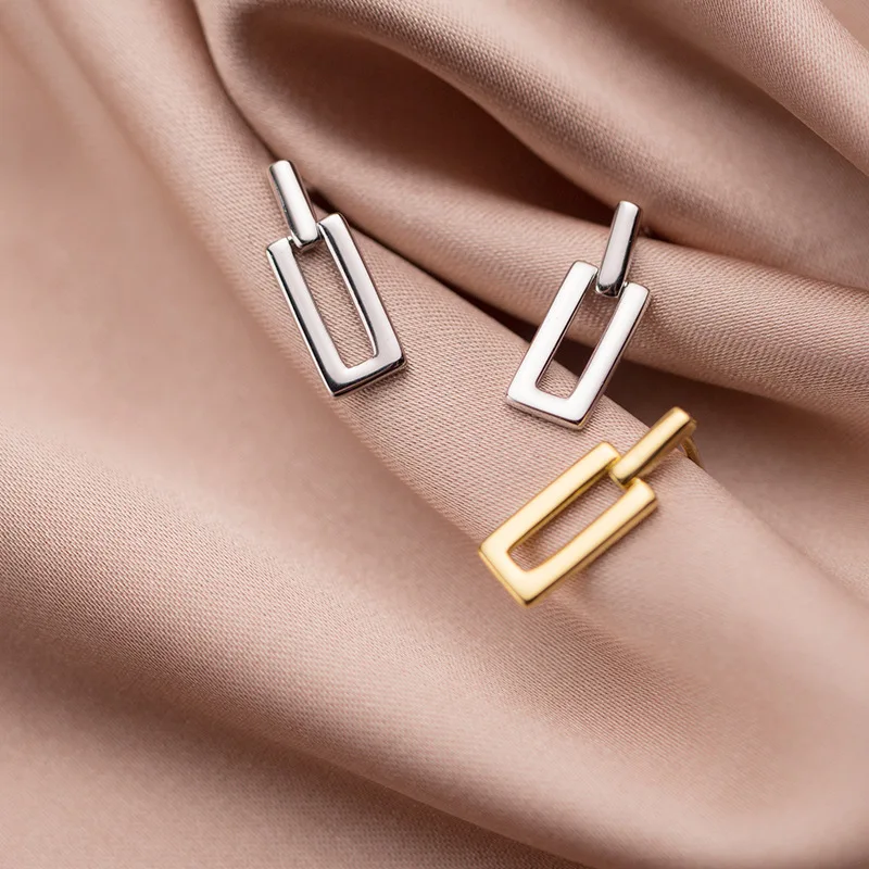 

Stud Earrings Fresh Hollow Rectangular Sweet Geometric Earrings