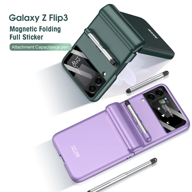 

Magnetic Hinge Protection Case for Samsung Z Flip 3 Case with S Pen All-inclusive Shockproof Cover for Galaxy Z Flip3 5g Case