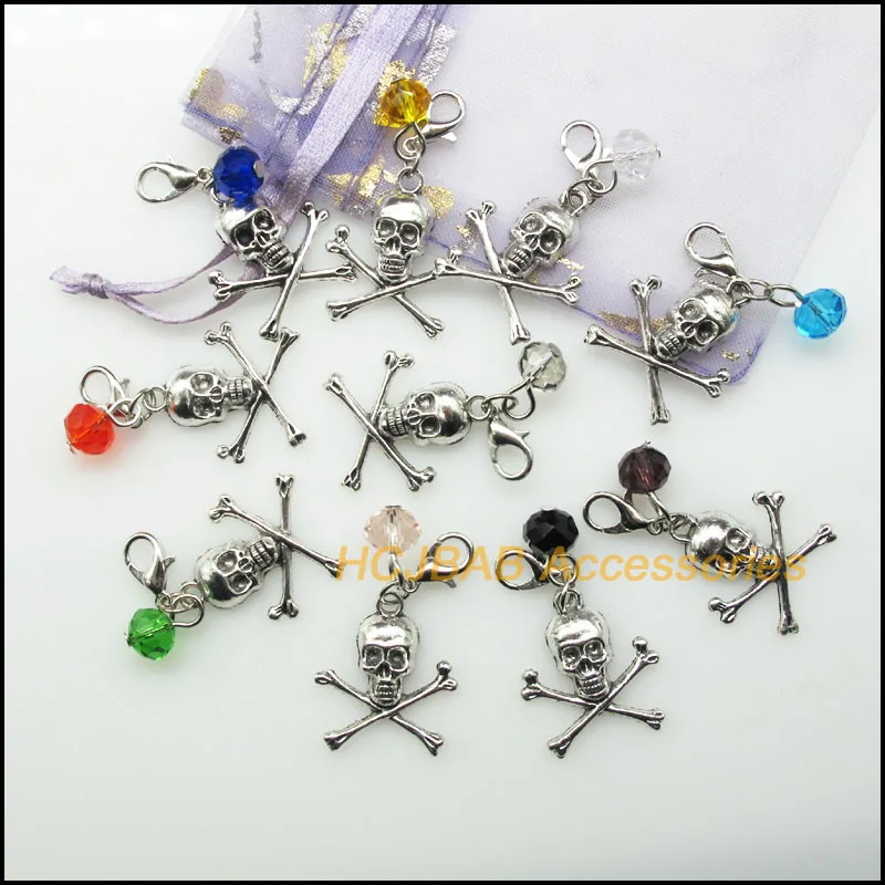 10 новых Подвесок в виде черепа на Хэллоуин с застежкой тибетские посеребренные