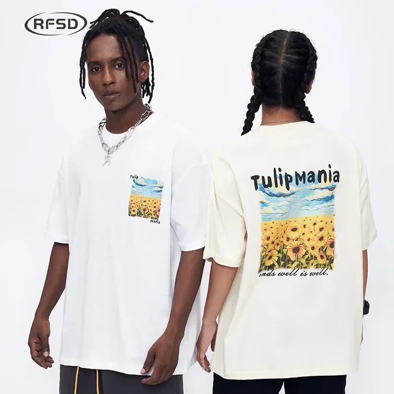 Мужская весна/лето 2024 новая модная брендовая футболка свободная мужская с
