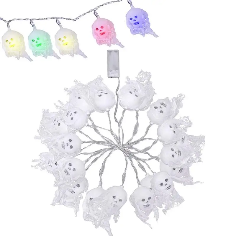 Гирлянда в виде черепа, светильник в виде черепа, фонари в виде черепа, питание от батарейки, наружные украшения 8,2/16,4 футов в открытом воздухе, Хэллоуин