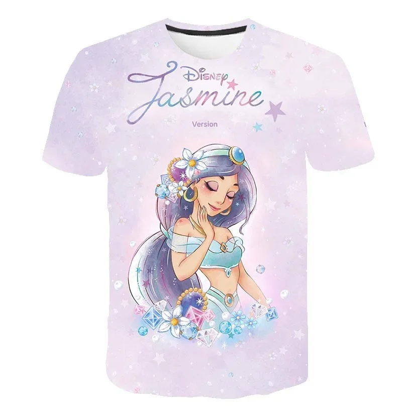 Детские летние футболки с коротким рукавом рисунком принцессы и жасмина