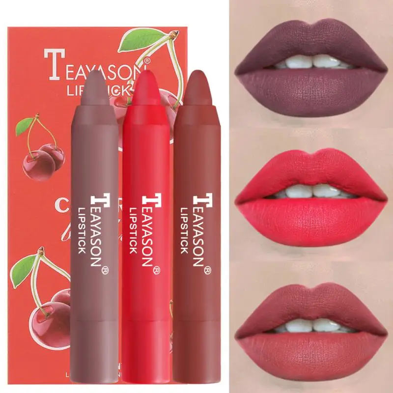 

3pcs/set Matte Velvet Lipstick Air Lip Tint Long-lasting No Fading Waterproof Non-stick Cup Lip Gloss Lip Make-up For Women