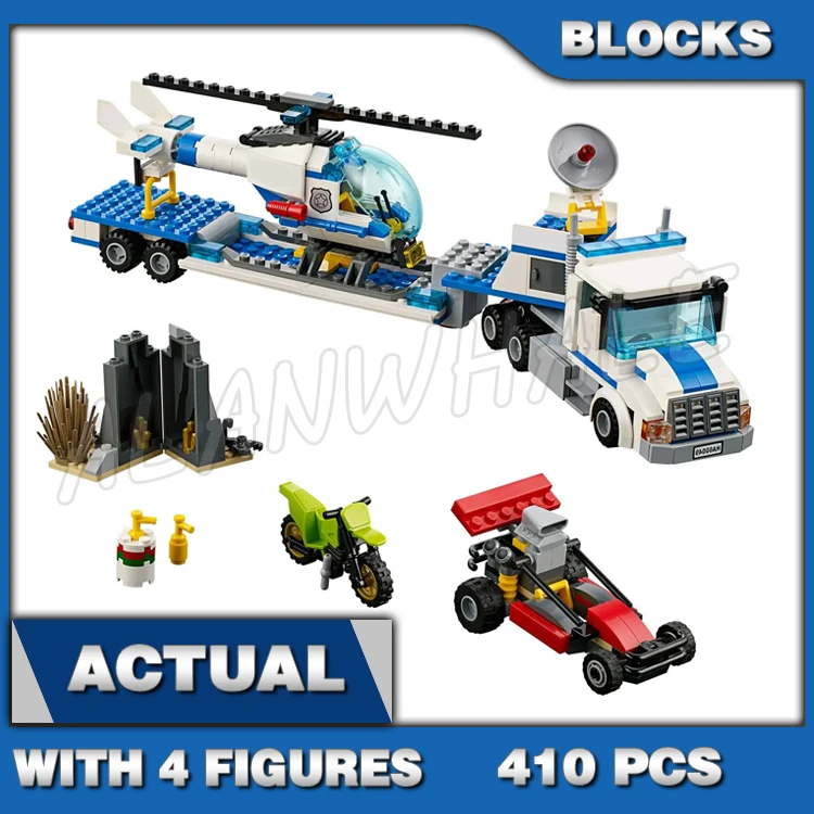 

410pcs Town Cop Helicopter Transporter Dirt Bike Dune Buggy Rock Hideout 10422 Building Blocks Set Bricks Compatible with Model