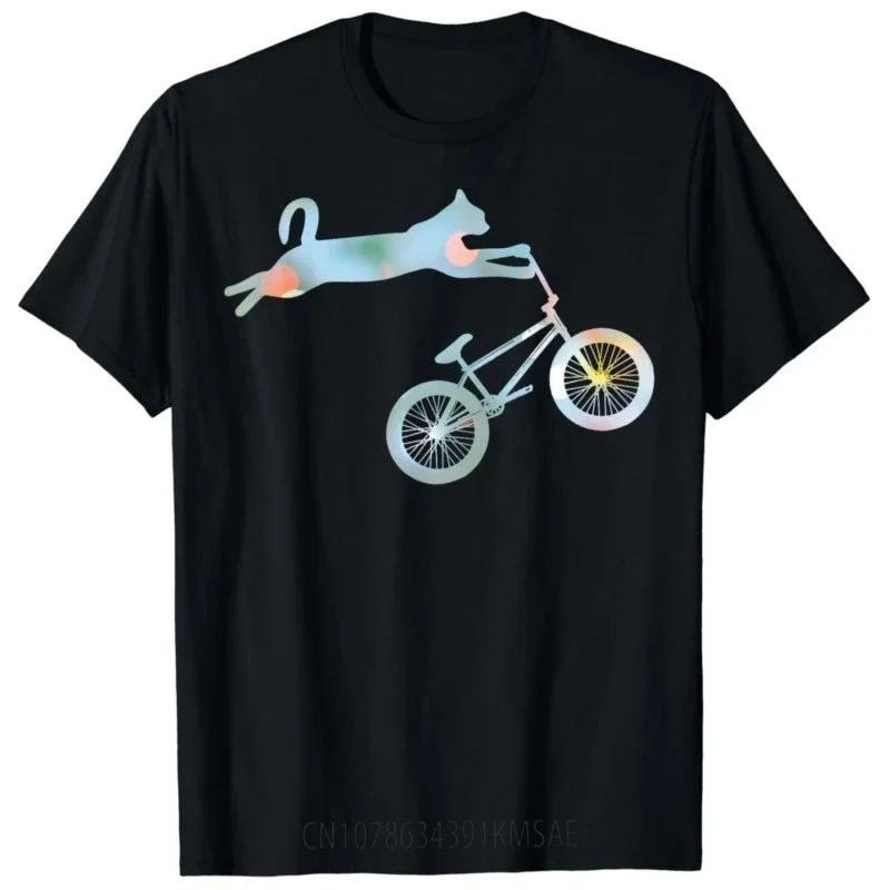 Футболка для мужчин и женщин смешной топ с рисунком кошки езды на трюках